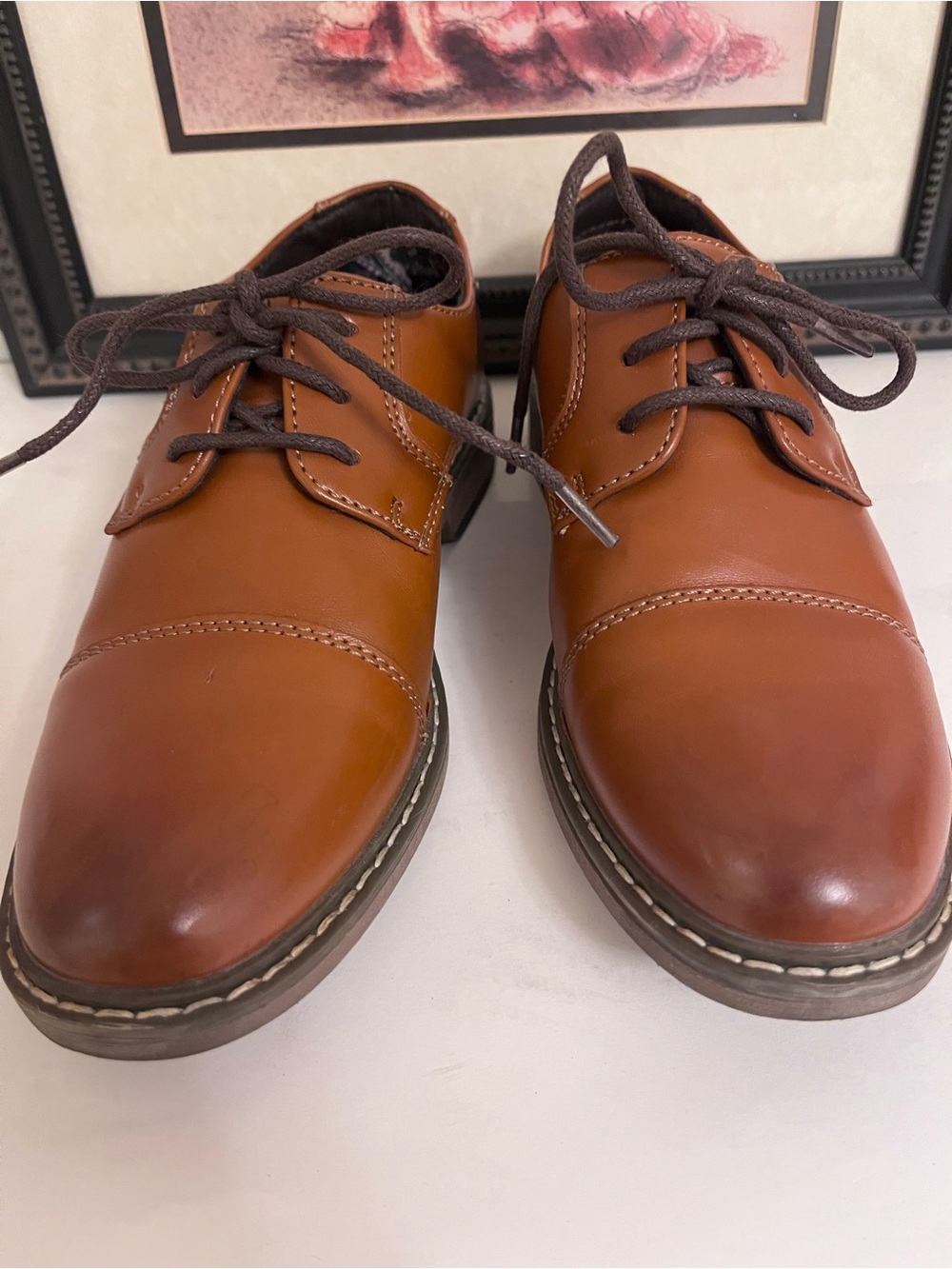 Bruno Marc Classic Cognac Brown Boys' Lace-Up Oxford Dress Shoes - Size 1